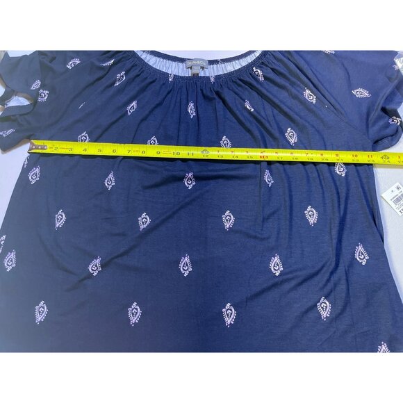 Style & Co. XXL Shirring Top Blue Paisley Design Rayon & Spandex Blend - Picture 5 of 10